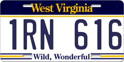 WV license plate 1RN616