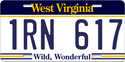WV license plate 1RN617