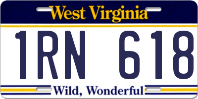 WV license plate 1RN618