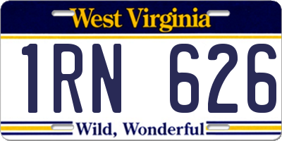 WV license plate 1RN626