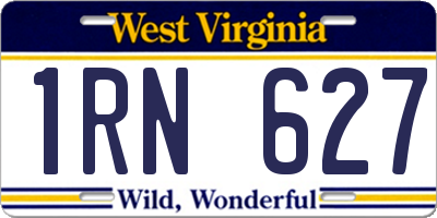 WV license plate 1RN627