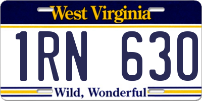 WV license plate 1RN630