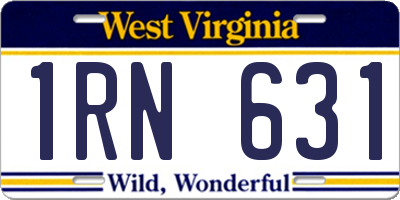WV license plate 1RN631