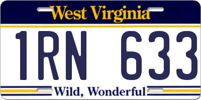 WV license plate 1RN633