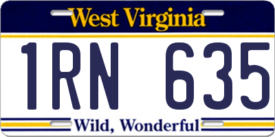 WV license plate 1RN635