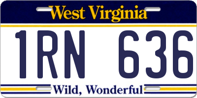 WV license plate 1RN636
