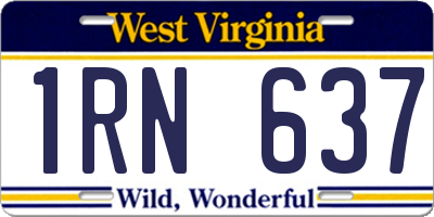 WV license plate 1RN637