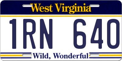 WV license plate 1RN640
