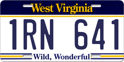 WV license plate 1RN641