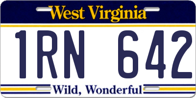 WV license plate 1RN642