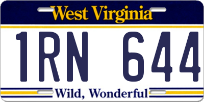 WV license plate 1RN644