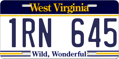 WV license plate 1RN645