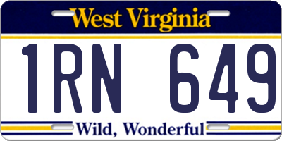 WV license plate 1RN649