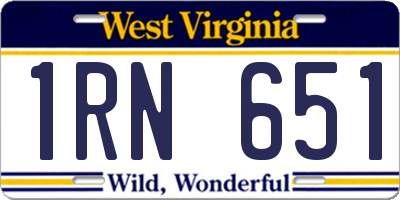 WV license plate 1RN651