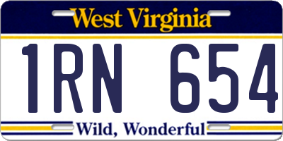 WV license plate 1RN654