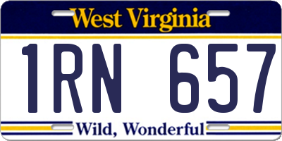 WV license plate 1RN657