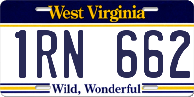 WV license plate 1RN662
