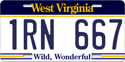 WV license plate 1RN667