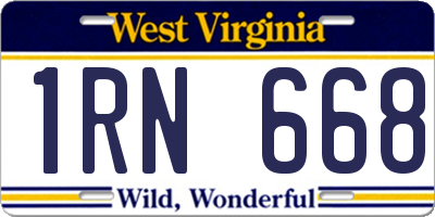 WV license plate 1RN668