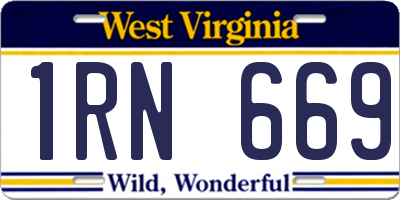 WV license plate 1RN669