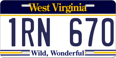WV license plate 1RN670