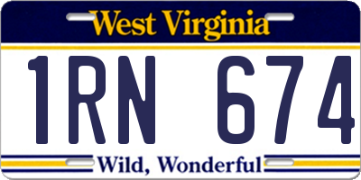 WV license plate 1RN674