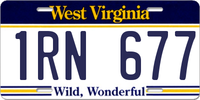 WV license plate 1RN677