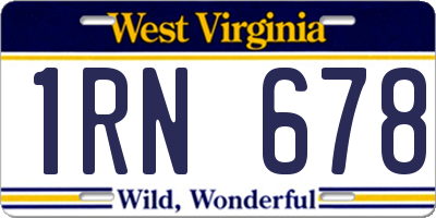 WV license plate 1RN678