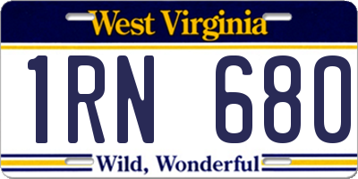 WV license plate 1RN680