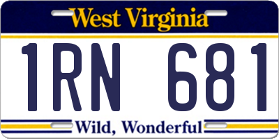 WV license plate 1RN681
