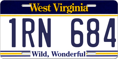 WV license plate 1RN684