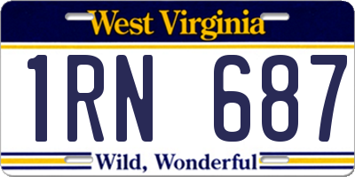 WV license plate 1RN687