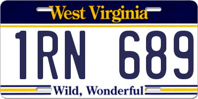 WV license plate 1RN689