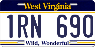 WV license plate 1RN690