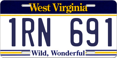 WV license plate 1RN691