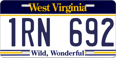 WV license plate 1RN692
