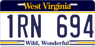 WV license plate 1RN694