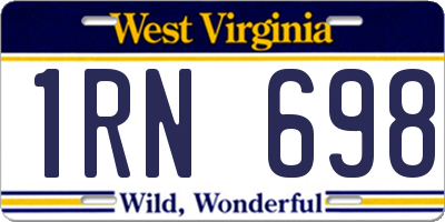 WV license plate 1RN698