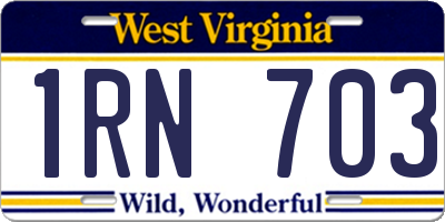 WV license plate 1RN703