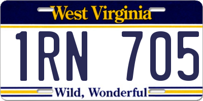 WV license plate 1RN705