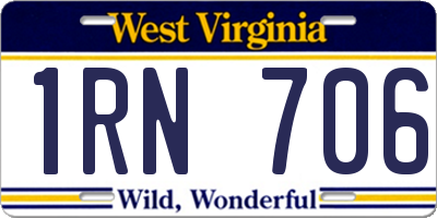 WV license plate 1RN706