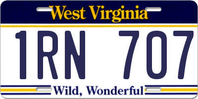 WV license plate 1RN707