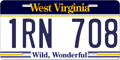 WV license plate 1RN708