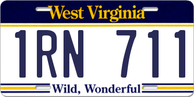 WV license plate 1RN711