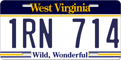 WV license plate 1RN714