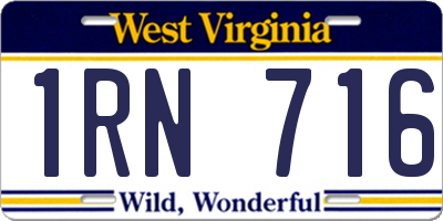 WV license plate 1RN716