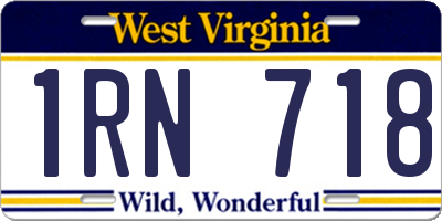 WV license plate 1RN718