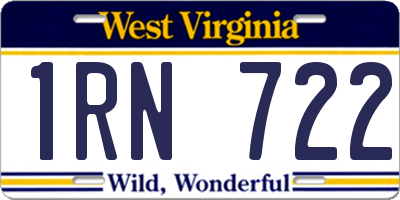 WV license plate 1RN722