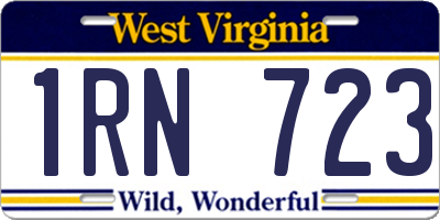 WV license plate 1RN723