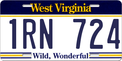 WV license plate 1RN724